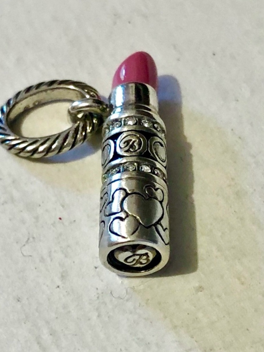 🆕 Brighton SWAK (sealed with a kiss) charm Pink lipstick Silver case Retired - Picture 2 of 5